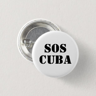 Bóton Redondo 2.54cm Cuba livre - Botão preto e branco do SOS Cuba