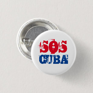 Bóton Redondo 2.54cm Cuba livre SOS Cuba vermelho azul branco