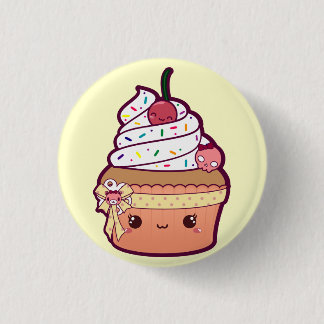 Bóton Redondo 2.54cm Cupcake da baunilha da cereja