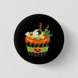 Bóton Redondo 2.54cm Cupcake de Halloween bonito e assustador com uma b