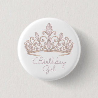 Bóton Redondo 2.54cm Custom Birthday Princess Blush Pink Badge