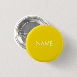 Bóton Redondo 2.54cm Custom name text yellow minimalist pin button