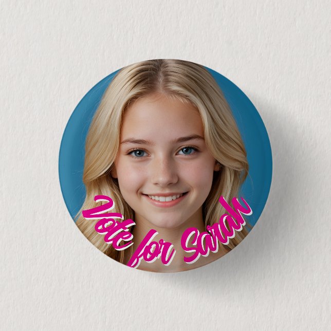 Bóton Redondo 2.54cm Custom Photo Button Pin – Personalized text Badge  (Frente)