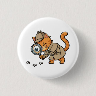 Bóton Redondo 2.54cm Cute Detective Cat Button
