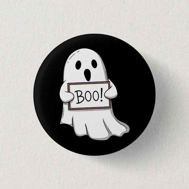 Bóton Redondo 2.54cm Cute Ghost BOO Sign Pin Button (Frente)
