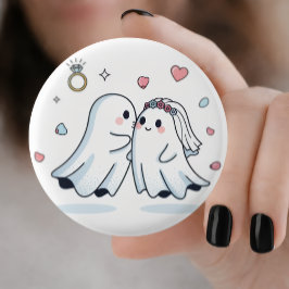 Bóton Redondo 2.54cm Cute Ghost Wedding Proposal Pin Button Set