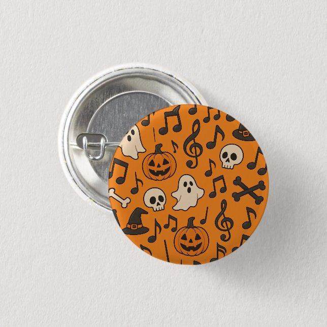 Bóton Redondo 2.54cm Cute Halloween Music Button (Frente & Verso)