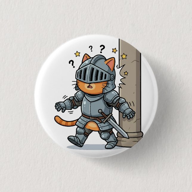 Bóton Redondo 2.54cm Cute Knight Cat Button (Frente)
