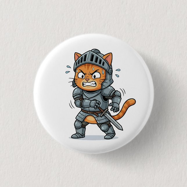Bóton Redondo 2.54cm Cute Knight Cat Button (Frente)
