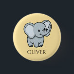 Bóton Redondo 2.54cm Cute Personalized Baby Elephant Kids Name<br><div class="desc">Add a touch of trunk-filled joy to your child's day with this adorable personalized elephant button . Featuring a friendly, hand-drawn baby elephant on a soft butter-yellow background, this charming pendant can be customized with your little one's name. It makes a heartwarming gift for birthdays, milestones, or as a special...</div>