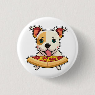 Bóton Redondo 2.54cm Cute Puppy segurando uma fatia de pizza