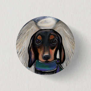 Bóton Redondo 2.54cm Dachshund preto e castanho