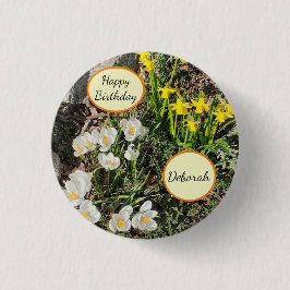 Bóton Redondo 2.54cm Daffodils & Crocus Birthday
