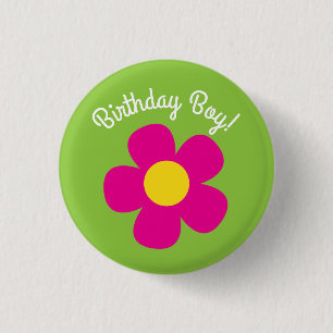 Bóton Redondo 2.54cm Daisy Hippie Flowers Aniversário de criança