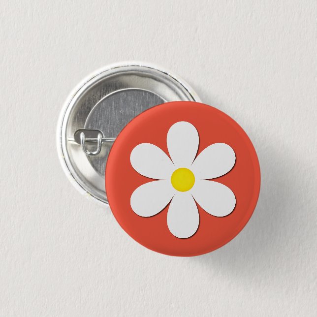 Bóton Redondo 2.54cm Daisy WildFlower Amizade Colorida Laranja (Frente & Verso)