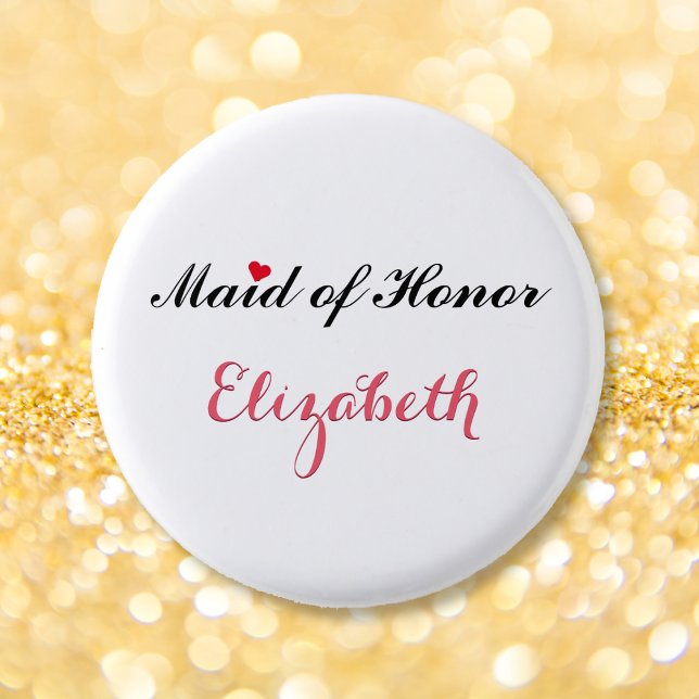 Bóton Redondo 2.54cm Dama de Honra Casamento Noiva Despedida de Solteir (Maid of Honor Wedding Bridal Bachelorette Party Pinback Button)