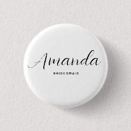 Bóton Redondo 2.54cm Dama de honra moderna minimalista em letra manuscr