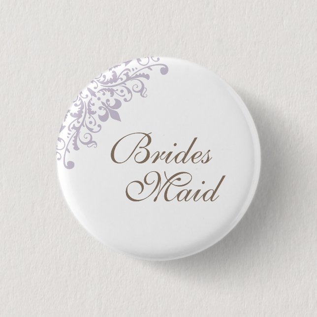 Bóton Redondo 2.54cm Damas de honra roxo francês Fleur de Lis Script  (Frente)
