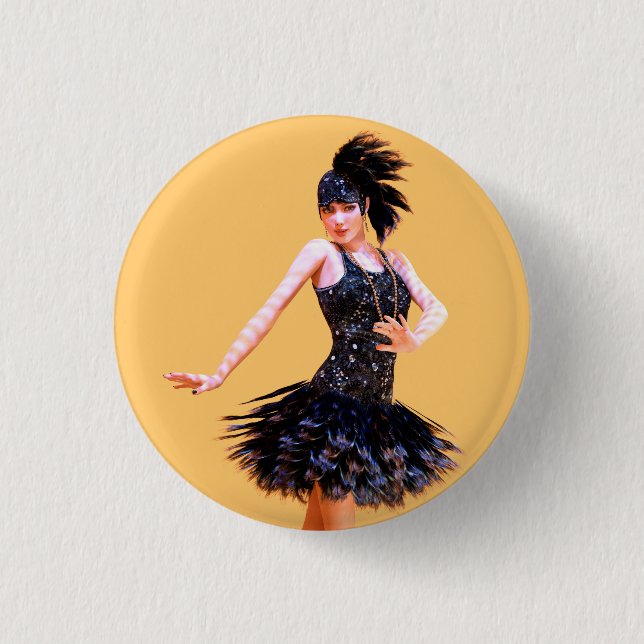 Bóton Redondo 2.54cm Dança Flapper Vintage (Frente)