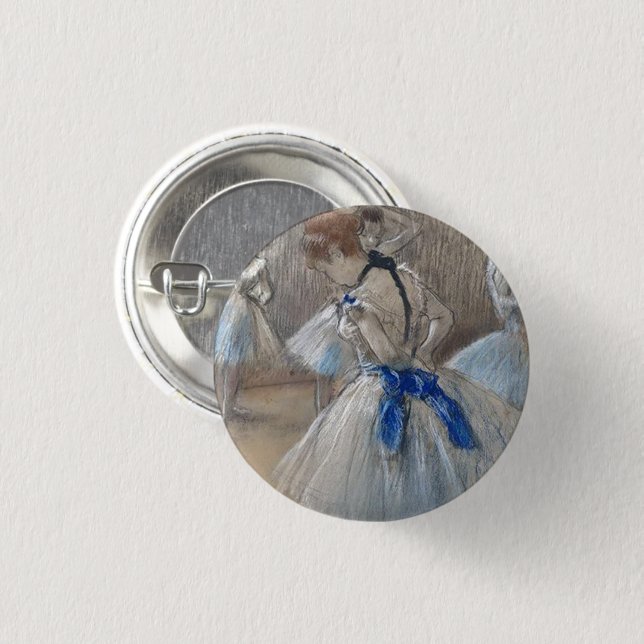 Bóton Redondo 2.54cm Dançarina com Laço Azul Edgar Degas (Frente & Verso)