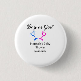 Bóton Redondo 2.54cm Data do nome do chá de fraldas rosa ou azul