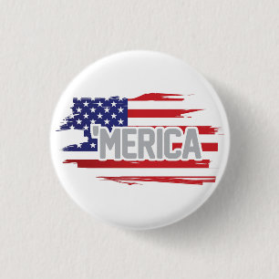 Bóton Redondo 2.54cm De "botão branco e azul vermelho Merica