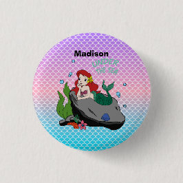 Bóton Redondo 2.54cm De volta à escola com sereias e mar