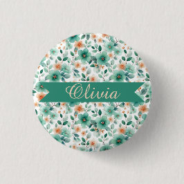 Bóton Redondo 2.54cm Decoração Floral Verde Primavera Personalizada