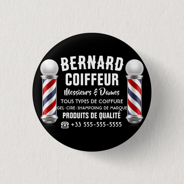 Bóton Redondo 2.54cm Décoration de salon de coiffure (Frente)