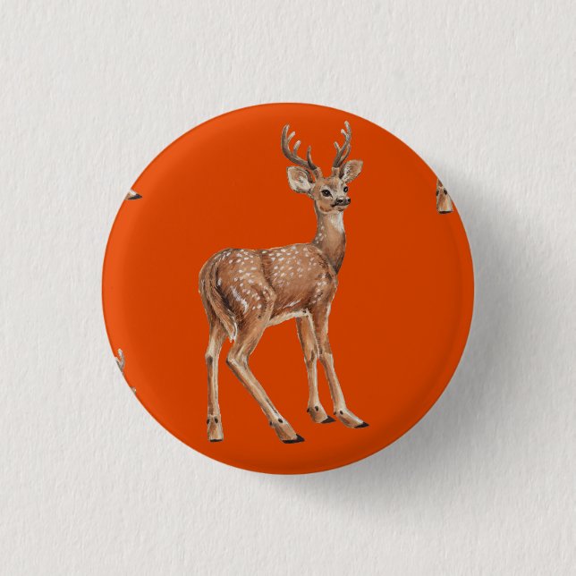 Bóton Redondo 2.54cm Deer em vermelho (Frente)