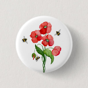 Bóton Redondo 2.54cm Delicar as flores e os espécimes do gênero Bombus