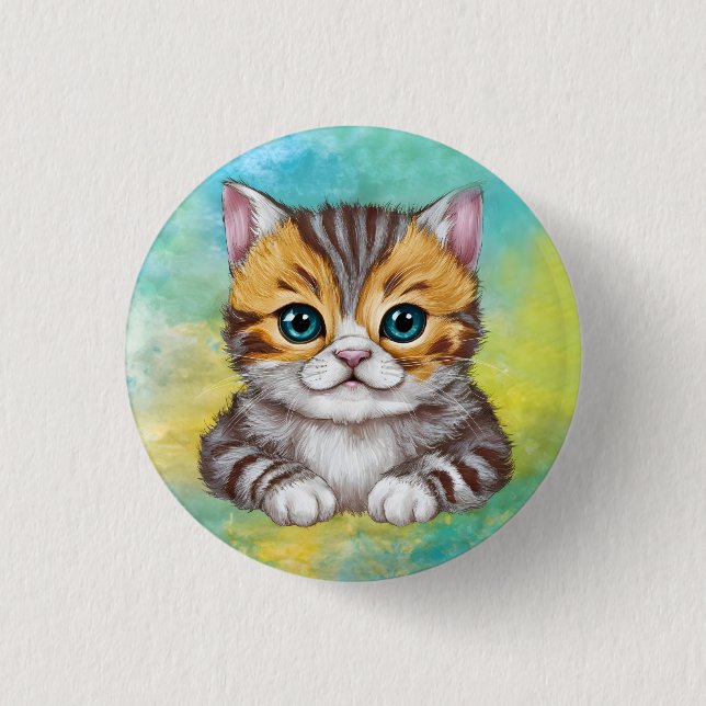 Bóton Redondo 2.54cm Desenhando Gato (Frente)