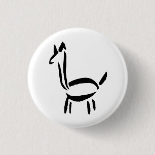 Bóton Redondo 2.54cm Desenho à Pincel Llama Alpaca Cavalo Animal