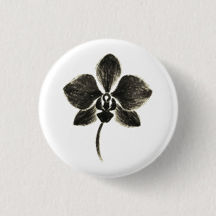 Bóton Redondo 2.54cm Desenho da Linha da Orquídea – Design Floral a Tin