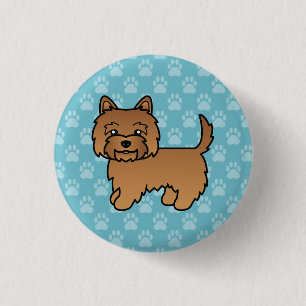 Bóton Redondo 2.54cm Desenho De Cartoon De Cão De Terrier Vermelho Em A