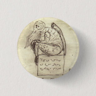 Bóton Redondo 2.54cm Desenho de Cthulhu por Lovecraft
