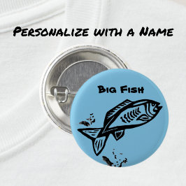 Bóton Redondo 2.54cm Desenho e nome da grande arte primitiva em peixes