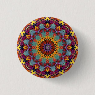 Bóton Redondo 2.54cm Desenho Geométrico Mandala Roxo Azul-64351