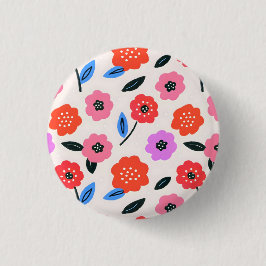 Bóton Redondo 2.54cm Desenho Han de padrão de flores