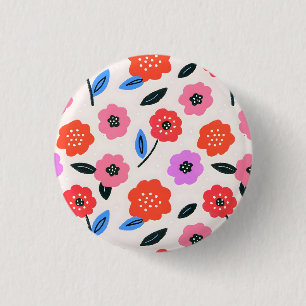Bóton Redondo 2.54cm Desenho Han de padrão de flores