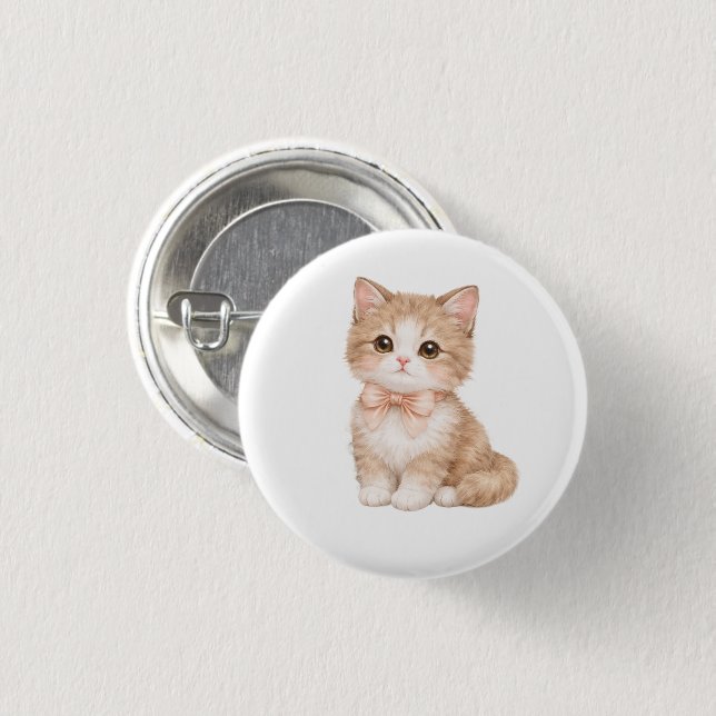 Bóton Redondo 2.54cm Design Adorável de Gato Fofo – Presentes para Aman (Frente & Verso)