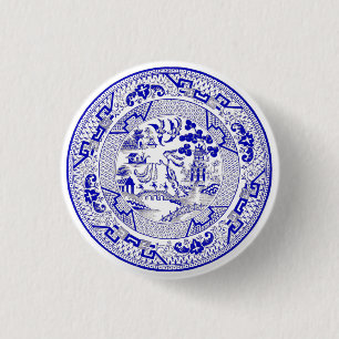 Bóton Redondo 2.54cm Design azul clássico da placa do salgueiro
