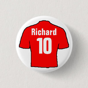 Bóton Redondo 2.54cm Design de Camisa de Futebol para Personalizar.