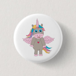 Bóton Redondo 2.54cm Design de Cute Rainbow Unicorn
