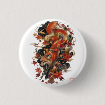 Design Espiritual do Kitsune Japonês de Outono