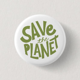 Bóton Redondo 2.54cm Design para Salvar o Planeta – Terra Eco Amigável