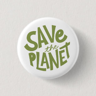 Bóton Redondo 2.54cm Design para Salvar o Planeta – Terra Eco Amigável