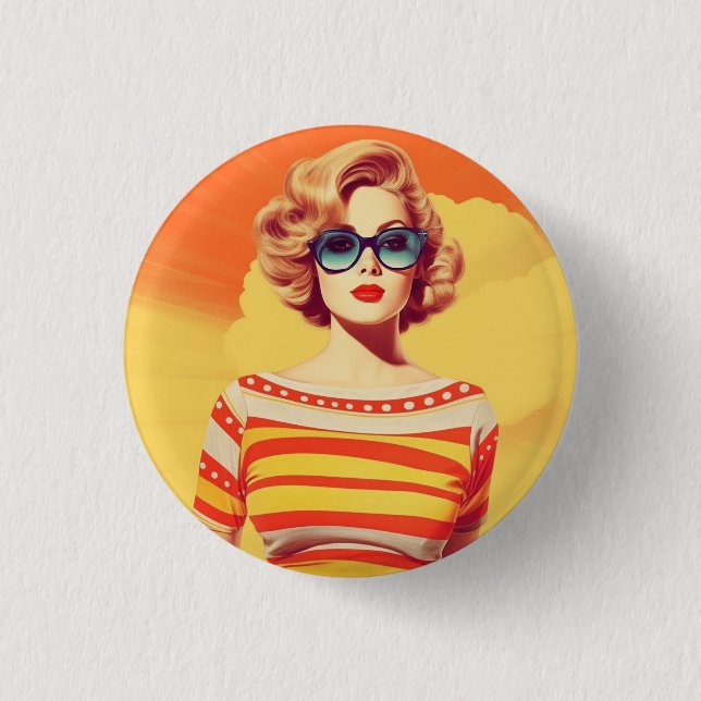 Bóton Redondo 2.54cm Designação popart, inspirada no Retro (Frente)
