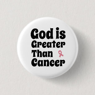 Bóton Redondo 2.54cm Deus é maior que o Cancer - Fé Inspiradora