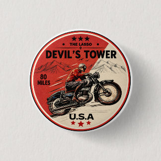 Bóton Redondo 2.54cm Devil's Tower Road - a viagem de moto com laço